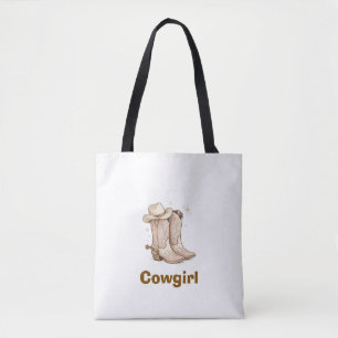 Custom Name Western Cowboy Boots Art Tote Bag