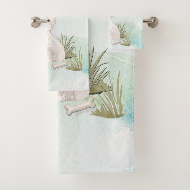 Custom Name Westie Pet Dog Bath Towel Set (Insitu)