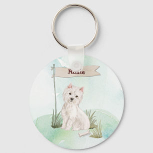 Custom Name Westie Pet Dog Key Ring
