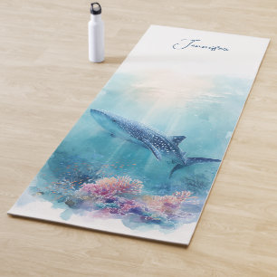 Custom Name Whale Shark Ocean Coral Reef Yoga Mat