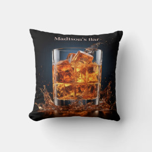 Custom Name Whiskey On The Rocks Cushion