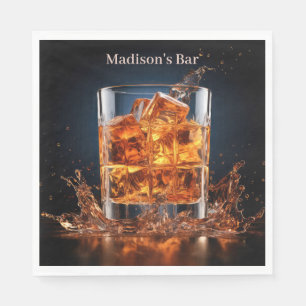 Custom Name Whiskey On The Rocks Napkin