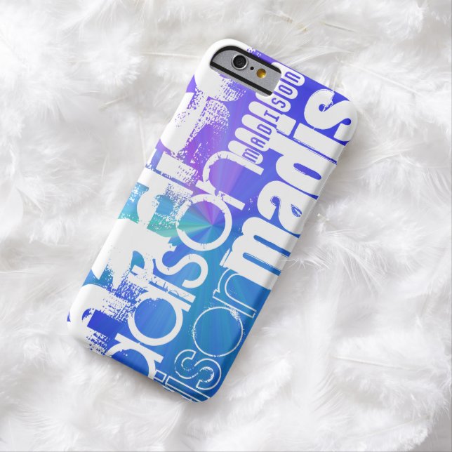 Custom Name; White & Abstract Purple, Green, Blue Case-Mate iPhone Case (In Situ)