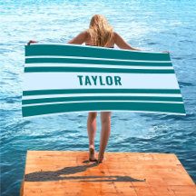 Custom Name White & Blue Striped honeymoon