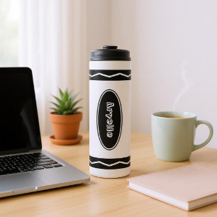 Custom Name White Crayon Travel Mug Drink Tumbler