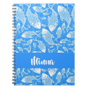 Custom name white fish notebook