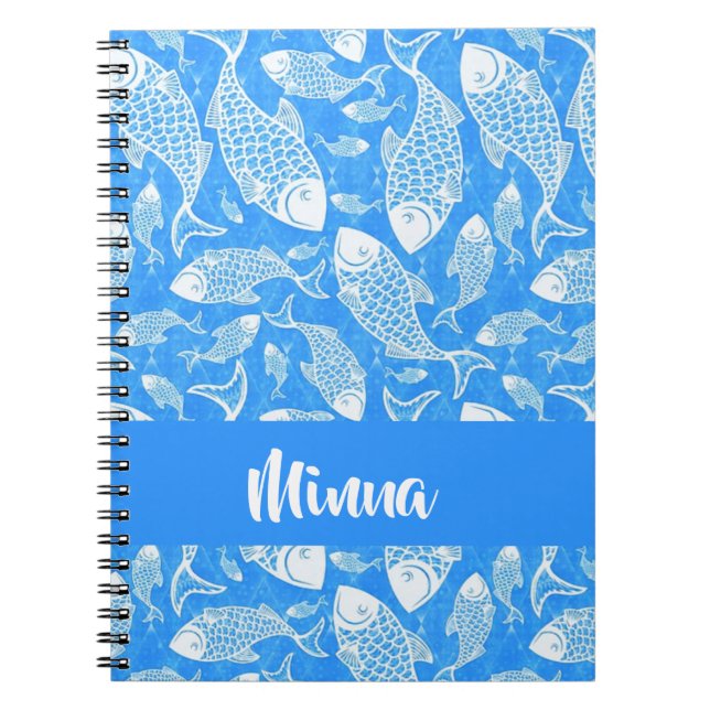 Custom name white fish notebook (Front)