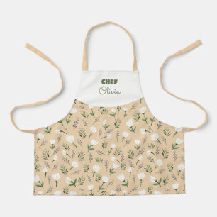 Custom Name & White Florals Apron