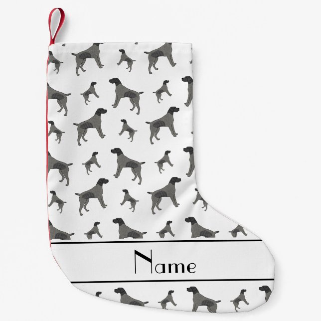 Custom name white German Wirehaired Pointer dogs Small Christmas Stocking (Front)