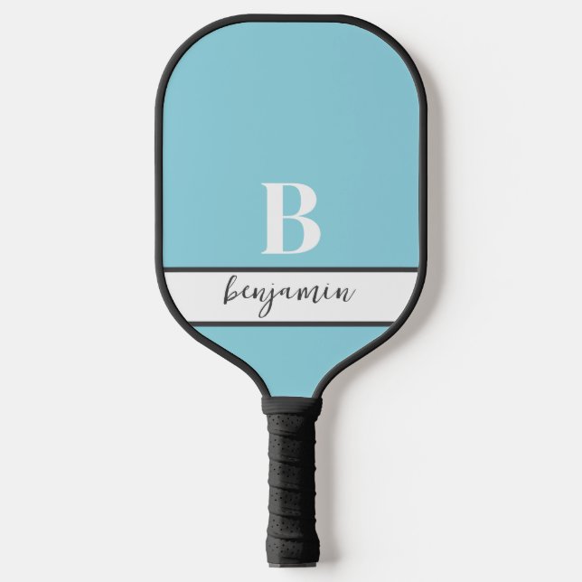 Custom Name White Monogram Green Pickleball Paddle (Front)