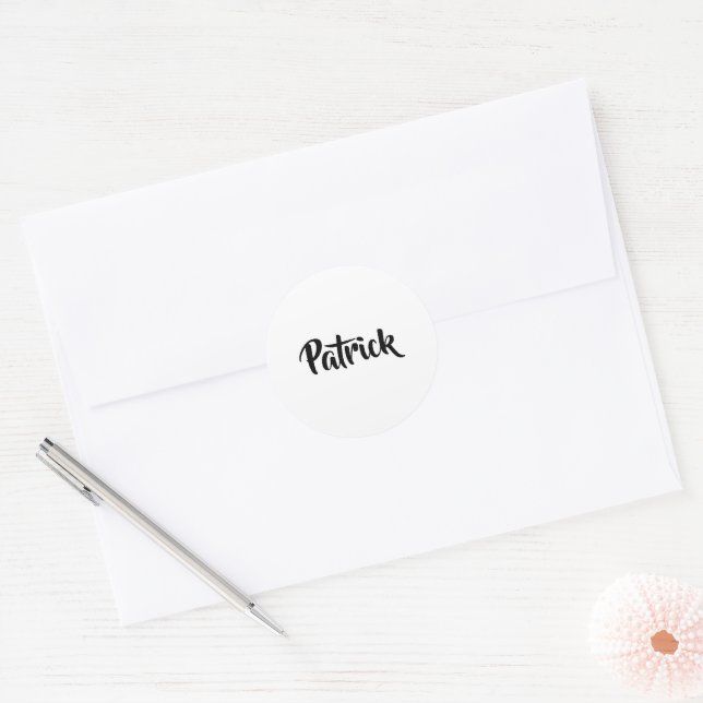 Custom name white plain classic round sticker (Envelope)