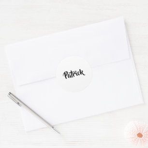 Custom name white plain classic round sticker