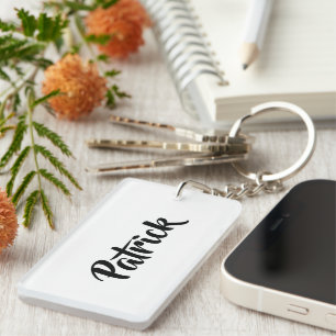 Custom name white plain key ring