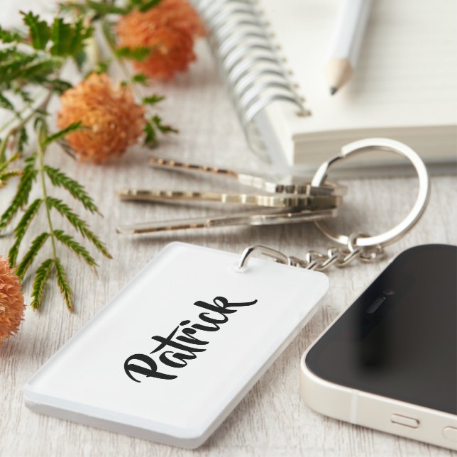 Custom name white plain key ring (Front Right)