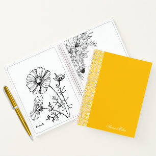 Custom Name white vector Pattern Gold Notebook
