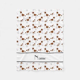 Custom name white Welsh Springer Spaniel dogs Fleece Blanket