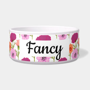 Custom Name Wild Flowers Pet Bowl