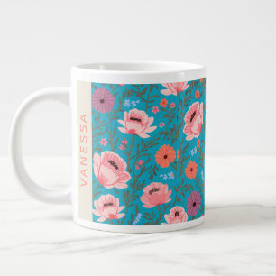 Custom Name Wildflower Floral Cottagecore Personal Large Coffee Mug
