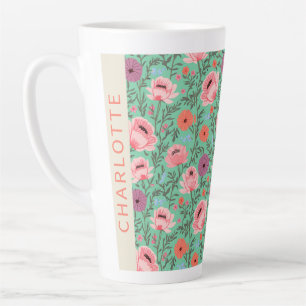 Custom Name Wildflower Floral Cottagecore Personal Latte Mug