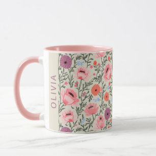 Custom Name Wildflower Floral Cottagecore Personal Mug