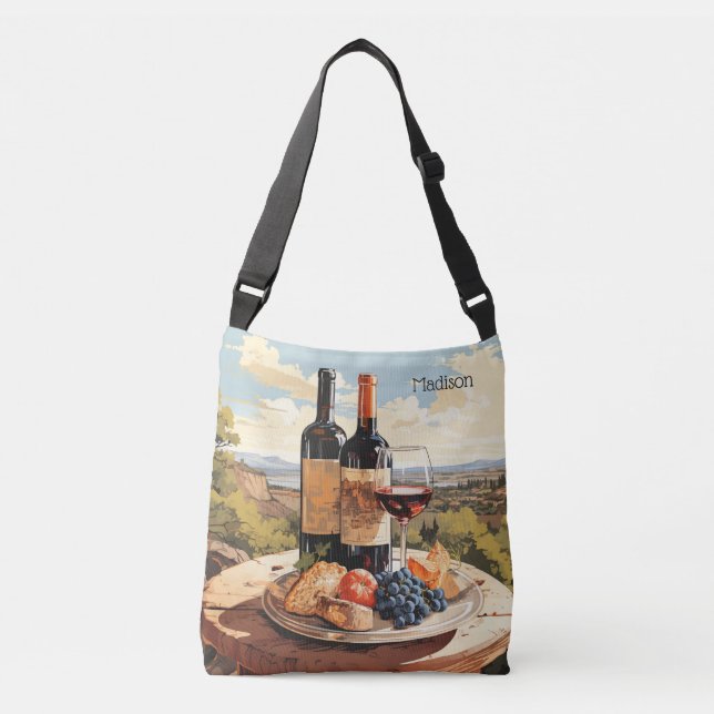 Custom Name Wine Lover's Crossbody Bag (Front)