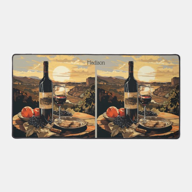 Custom Name Wine Lover's Desk Mat (Front)