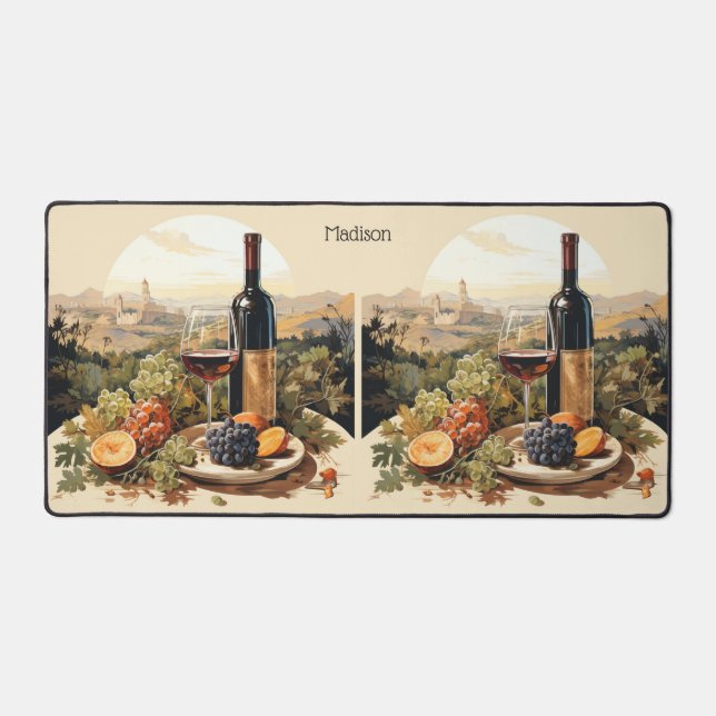 Custom Name Wine Lover's Desk Mat (Front)
