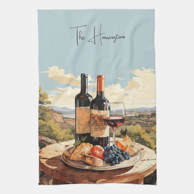 Custom Name Wine Lover's Tea Towel (Vertical)