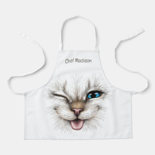 Custom Name Winking Cat Apron