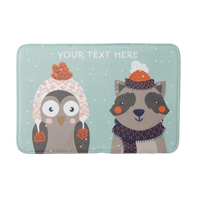 Custom name Winter Animals bath mat 2/3 (Front)