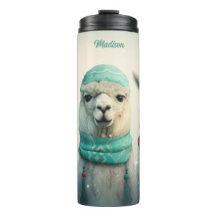 Custom Name Winter Llamas Thermal Tumbler