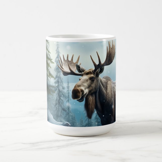 Custom Name Winter Moose Coffee Mug (Center)