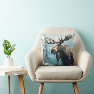 Custom Name Winter Moose Cushion