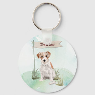 Custom Name Wire Haired Jack Russell Pet Dog Key Ring