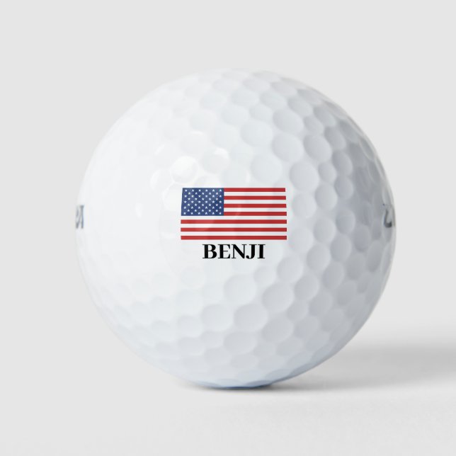  Custom Name With an American flag Golf Balls (Front)