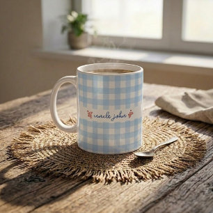 Custom Name with Cute Gingham Pattern Mug for Dad