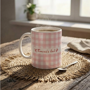 Custom Name with Cute Gingham Pattern Mug for Dad