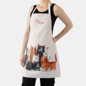 Custom Name with Cute Kitty Cats Illustration Apron (Insitu)