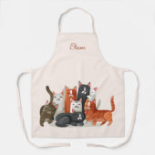 Custom Name with Cute Kitty Cats Illustration Apron (Front)
