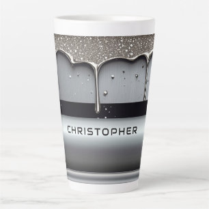 Custom Name With Dripping Liquid Metal Latte Mug