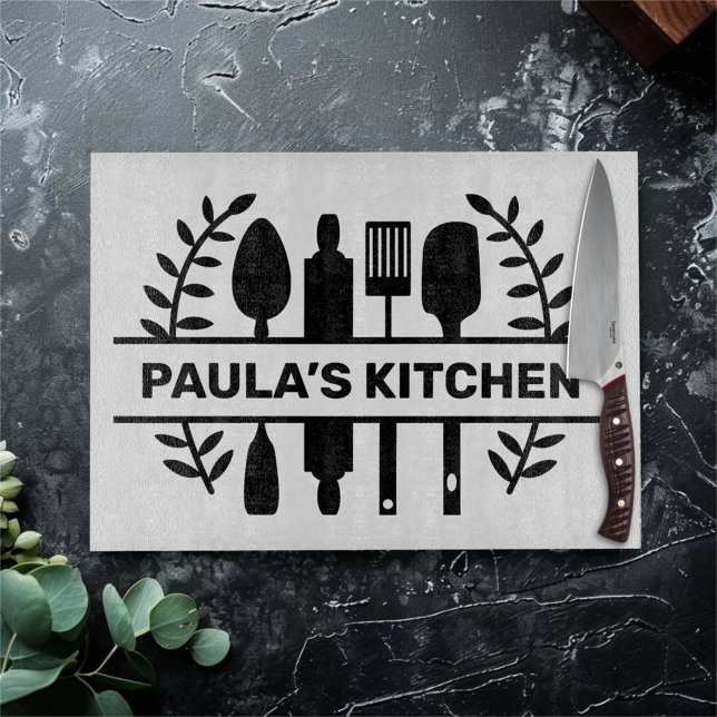 Custom Name with Kitchen Utensils Graphic Cutting Board (Creator Uploaded)