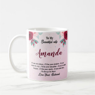 Custom Name with Red Rose Message for Wife Coffee Mug