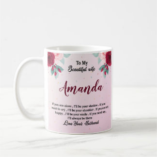 Custom Name with Red Rose Message for Wife Coffee Mug