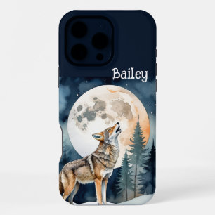 Custom Name Wolf Wolves Howling at the Moon iPhone 16 Pro Max Case