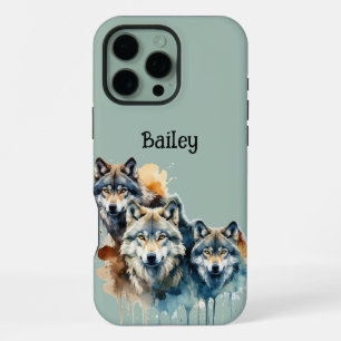 Custom Name Wolves Wolf Wildlife Nature Animal Art iPhone 16 Pro Max Case