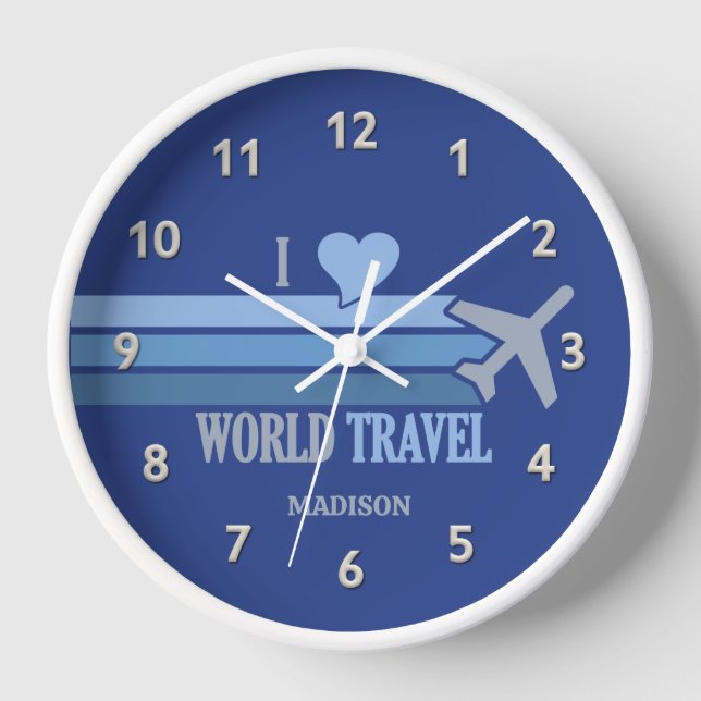 Custom Name World Travel Clock (Front)