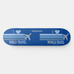 Custom Name World Travel Skateboard