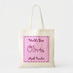 CUSTOM NAME World's Best MATH Teacher Tote Bag