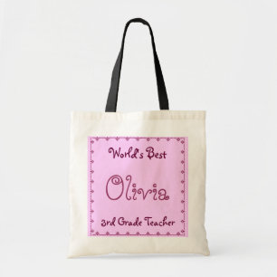 CUSTOM NAME World's Best Third Grade Teach Teacher Tote Bag