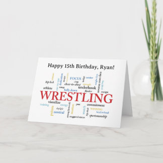 Custom Name Wrestling Birthday Word Cloud Card